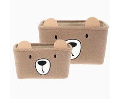 Kids Collection KOSZYKI NA ZABAWKI PLUSZOWE BRĄZOWE Rinkinys 2 SZTUK DO POKOJU DZIECIĘCEGO