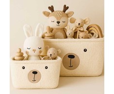 Kids Collection KOSZYKI NA ZABAWKI PLUSZOWE POLIESTER BEŻOWE Rinkinys 2 SZTUKI