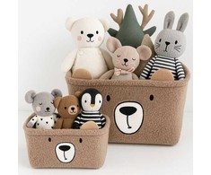 Kids Collection KOSZYKI NA ZABAWKI PLUSZOWE BRĄZOWE Rinkinys 2 SZTUK DO POKOJU DZIECIĘCEGO