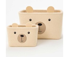 Kids Collection KOSZYKI NA ZABAWKI PLUSZOWE POLIESTER BEŻOWE Rinkinys 2 SZTUKI