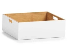 Zeller Bamboo Sandėliavimo dėžutė, bambukinė, balta 30x27x10,5
