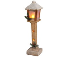 Kalėdinis dekoratyvinis medinis žibintas su LED lempute, 52 cm
