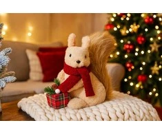 Home Styling Collection Kalėdinė voverės figūrėlė su dovana, 20 cm