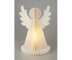 Home Styling Collection Švytinti šventinė dekoracija, popierinis angelas su 6 LED lemputėmis.