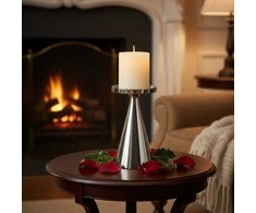 Home Styling Collection Dekoratyvinė žvakidė, sidabrinė, 17 cm
