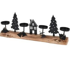 Home Styling Collection Žvakidė 4 arbatinėms žvakėms su žiemos vaizdu