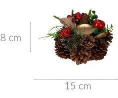 Home Styling Collection Kankorėžinė žvakidė, Kalėdinė puošmena, 15 cm