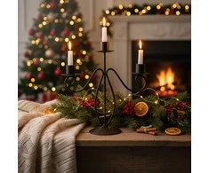 Home Styling Collection Metalinė žvakidė 3-aims Juoda Moderni dekoracija