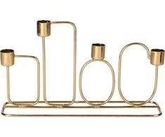 Home Styling Collection Metalinė žvakidė, 4 žvakėms, auksinės spalvos, 27 x 15 cm