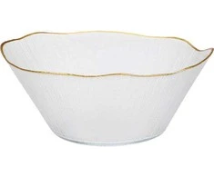 Home Styling Collection Glasschale Salatschüssel Salatschale Snackschale Obstschale Schüssel aus Glas Gold 27 cm 2,8 L