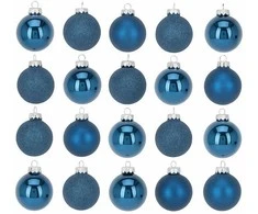 Home Styling Collection Mėlyna Kalėdiniai stikliniai žaisliukai Ø 6 cm, 20 vnt., mėlyni