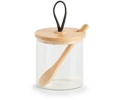 Zeller laikymo indelis su šaukštu ir bambukiniu dangteliu, 350 ml, 8x8,5 cm