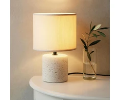 Home Styling Collection Lamp Stalinė lempa su cementiniu pagrindu, lininiu gaubtu, Ø 20,5 x 31 cm