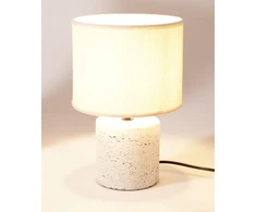 Home Styling Collection Lamp Stalinė lempa su cementiniu pagrindu, lininiu gaubtu, Ø 20,5 x 31 cm