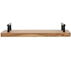 Home Styling Collection Dabar Tacas - Medinis padėklas 30x15,5 cm su metaliniais rankenomis