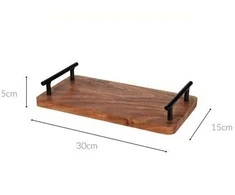 Vilde Dabar Tacas - Medinis padėklas 30x15,5 cm su metaliniais rankenomis