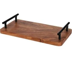 Vilde Dabar Tacas - Medinis padėklas 30x15,5 cm su metaliniais rankenomis
