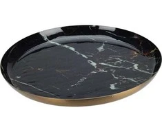 Home Styling Collection Dekoratyvinė lėkštė MARBLE, juodos sp., ø28 cm