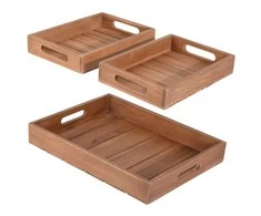 Home Styling Collection PIECES TEAK dekoratyvinių padėklų rinkinys, 3 vnt