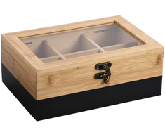 Kesper Bamboo TeeBox su 6 skyriais, bambukinė, FSC, juoda