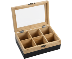 Kesper Bamboo TeeBox su 6 skyriais, bambukinė, FSC, juoda