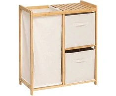 5five Simply Smart Bamboo Bambukinė lentyna su skalbinių krepšeliu TIDY BOX ir konteineriais, 66 x 33,3 x 78,5 cm