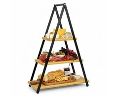 Eh Excellent Houseware Bambukinė serviravimo lėkštė 3 aukštų 38x16,5x53 cm