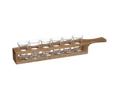 Secret De Gourmet Padėklas gėrimams serviruoti, medinis, 6 stiklinės