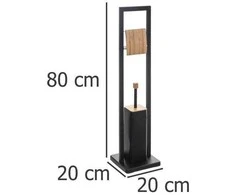 5five Simply Smart Pastatomas juodas metalinis WC šepečio stovas su tualetinio popieriaus laikikliu