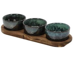 Secret De Gourmet Užkandžių padėklas su akmens masės dubenėliais, 29 x 10 cm