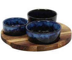Secret De Gourmet Užkandžių padėklas su akmens masės dubenėliais, Ø 20 cm