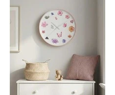 Home Styling Collection Sieninis laikrodis su gėlių motyvu, Ø 30 cm