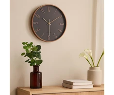 Segnale Wall clock with a wooden frame, juodas, Ø 30.5 cm