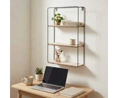 Home Styling Collection Sieninė metalinė lentyna, 3 lygių, juoda, 30 x 10 x 50 cm