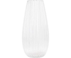 Mondex Home Styling Collection CLEAR stiklo vaza, skaidrus, stiklas su grioveliais, Ø 17 x 37 cm