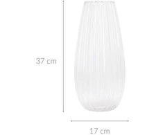 Mondex Home Styling Collection CLEAR stiklo vaza, skaidrus, stiklas su grioveliais, Ø 17 x 37 cm