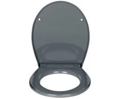 WENKO toilet seat with wall buffer, 37 x 44.5 cm, pilka