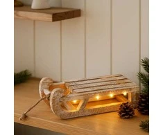 Home Styling Collection Medinė kalėdinė dekoracija su LED lemputėmis, rogės, 32 x 25 x 11 cm