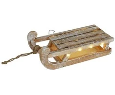 Home Styling Collection Medinė kalėdinė dekoracija su LED lemputėmis, rogės, 32 x 25 x 11 cm
