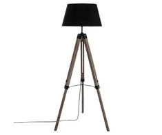 Dekoracja Domu Lamp Medinis toršeras RUNO stovimas šviestuvas su gaubtu - juodos spalvos, aukštis 145 cm