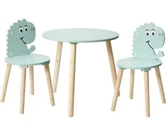Home Styling Collection Medinis stalas su 2 kėdėmis vaikams, dinozaurų tema, aukštis 50 cm.