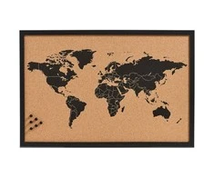 WORLD Pasaulio užrašų kamštinė lenta, 60x40 cm, ZELLER