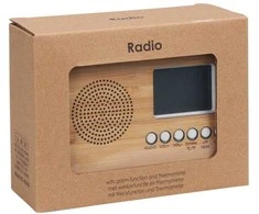 JVD Žadintuvas su radiju ir termometru, maitinamas baterijomis.