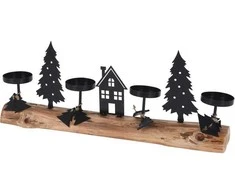 Home Styling Collection Žvakidė 4 arbatinėms žvakėms su žiemos vaizdu