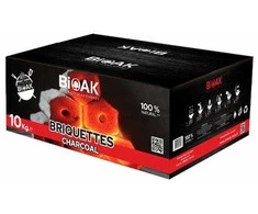 Presuoti lazdyno riešutų lukštų anglies hexagon briketai BIOAK, 10 kg