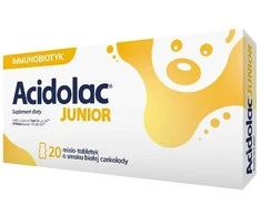 Bodymax Acidolac Maisto papildas vaikams, palaikantis imunitetą. Baltasis šokoladas, 20 tablečių.