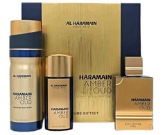 Al Haramain Amber Oud Bleu Edition rinkinys: 75ml EDP purškiklis + 30ml EDP purškiklis + 200ml dezodorantas