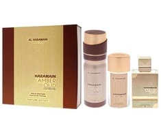 Al Haramain „Amber Oud Gold Edition Extreme“ rinkinys su kvepalų ekstraktu (75 ml) + kvepalų ekstraktu (30 ml) + dezodorantu (200 ml)