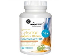 Aliness Magnio citratas 100 mg su kaliu ir vitaminu B6 maisto papildas 100 kapsulių