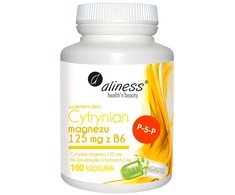 Aliness Magnio citratas 125 mg su vitaminu B6, maisto papildas, 100 kapsulių